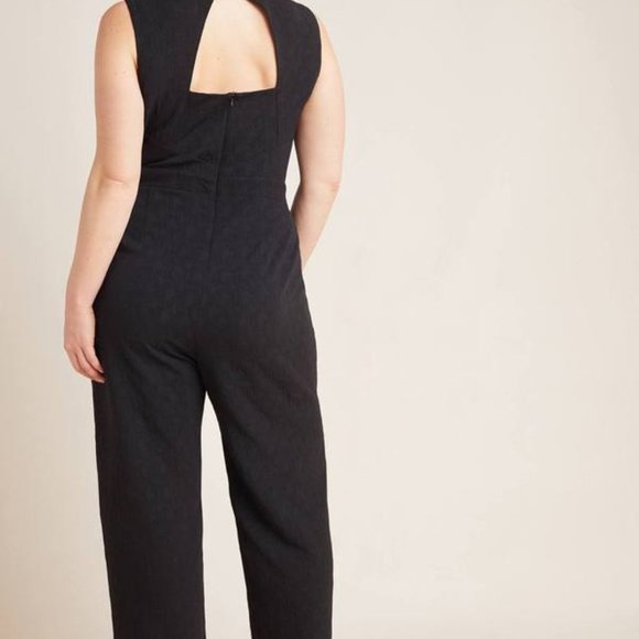 Eva Franco Anthropologie Mock Neck Open Back Knit Jumpsuit stretch knit casual - Picture 5 of 8